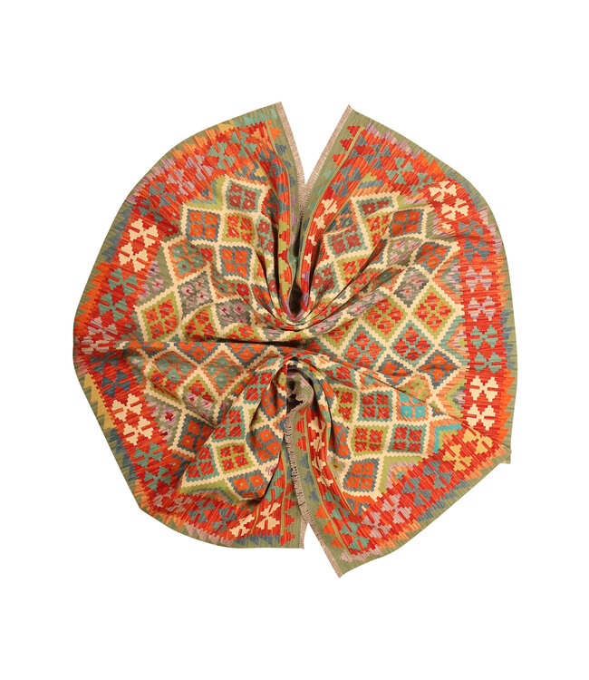 308x205cm  Afghaans oosters wollen tapijt handgemaakt Kelim-kleed