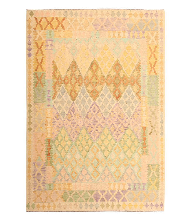 294x203cm Afghanischer orientalischer Wollteppich handgefertigter Kelim-Teppich