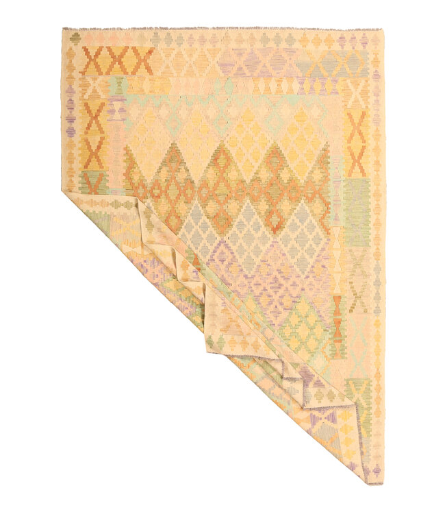 294x203cm Afghanischer orientalischer Wollteppich handgefertigter Kelim-Teppich