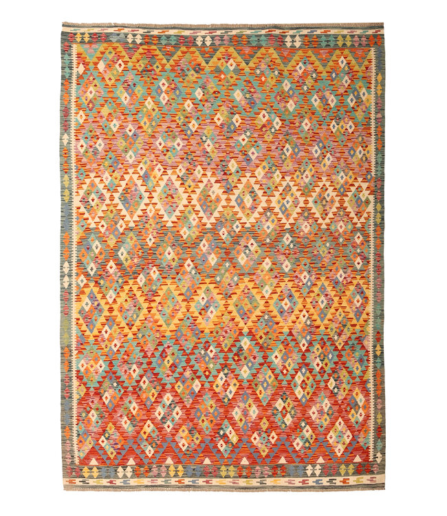 298x210cm Afghaans oosters wollen tapijt handgemaakt Kelim-kleed