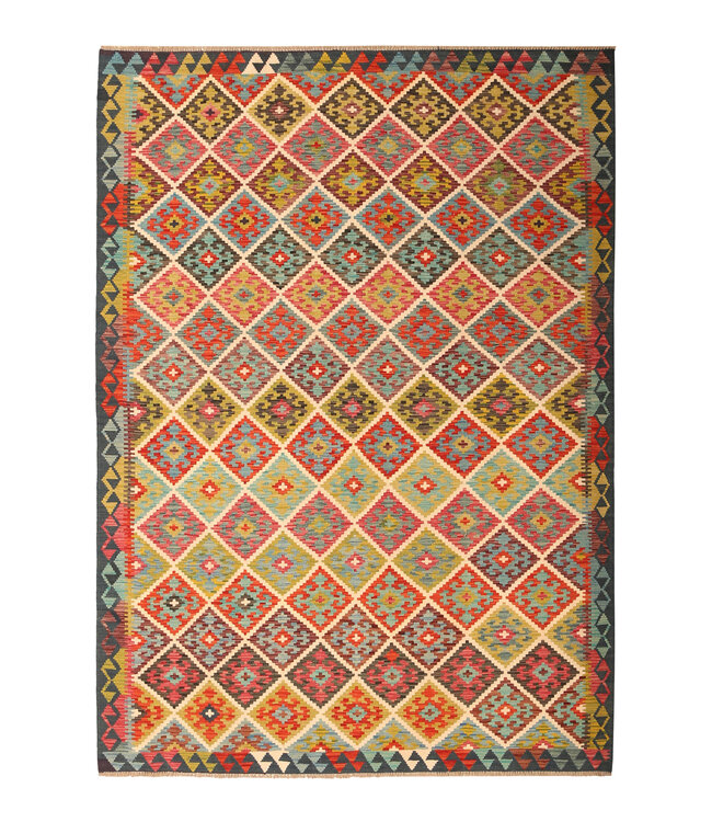 291x207cm Afghan Oriental wool carpet Handmade Kelim Rug