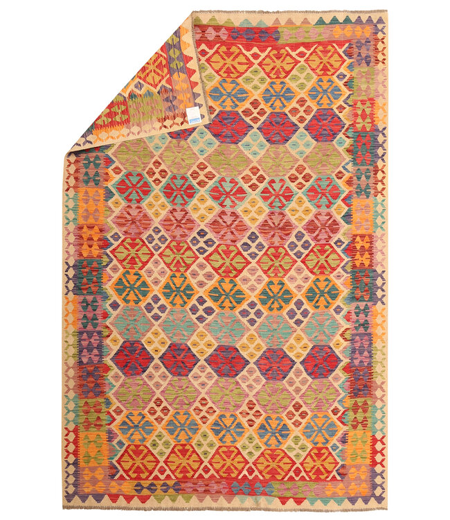 300x194cm Afghan Oriental wool carpet Handmade Kelim Rug