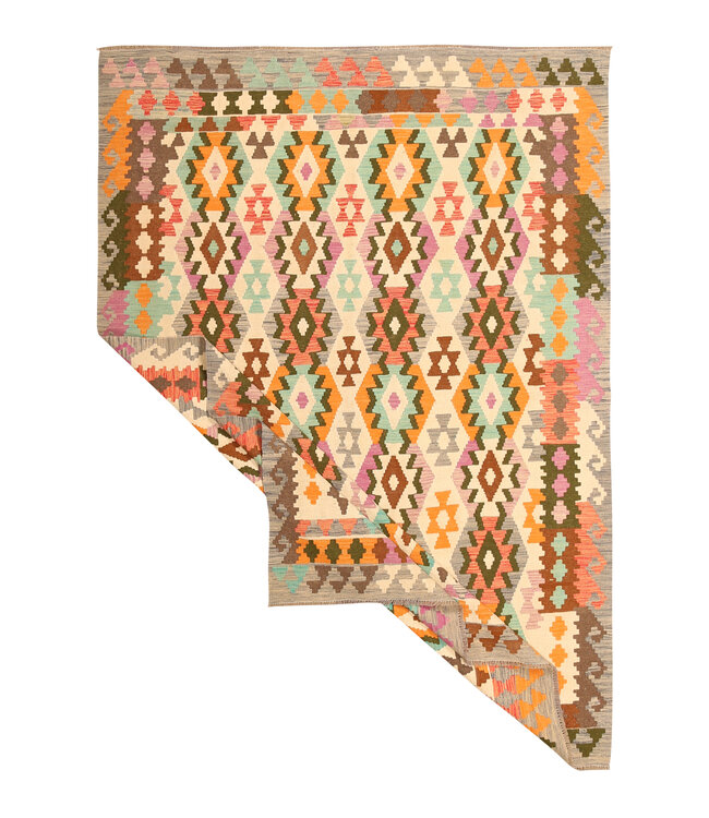 292x205cm Afghanischer orientalischer Wollteppich handgefertigter Kelim-Teppich