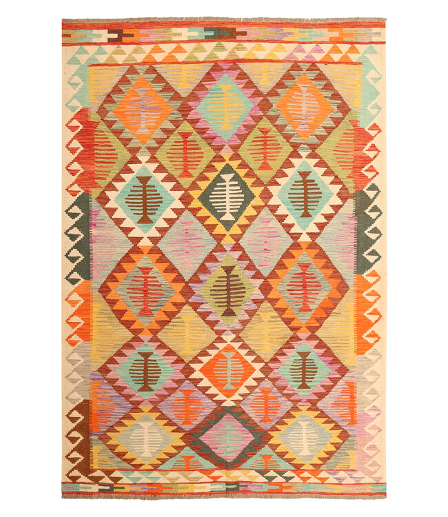 298x204cm Afghaans oosters wollen tapijt handgemaakt Kelim-kleed