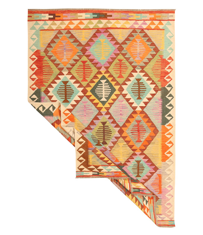 298x204cm Afghanischer orientalischer Wollteppich handgefertigter Kelim-Teppich