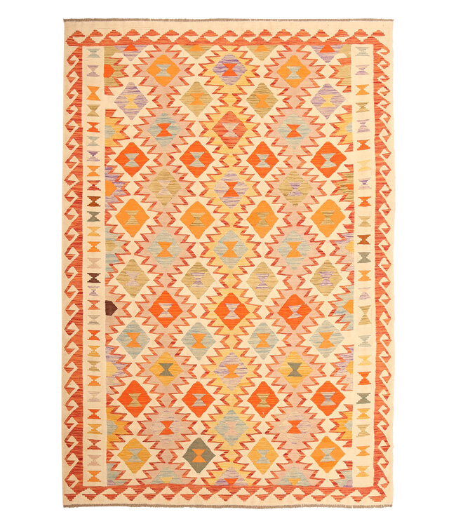 306x206cm Afghan Oriental wool carpet Handmade Kelim Rug