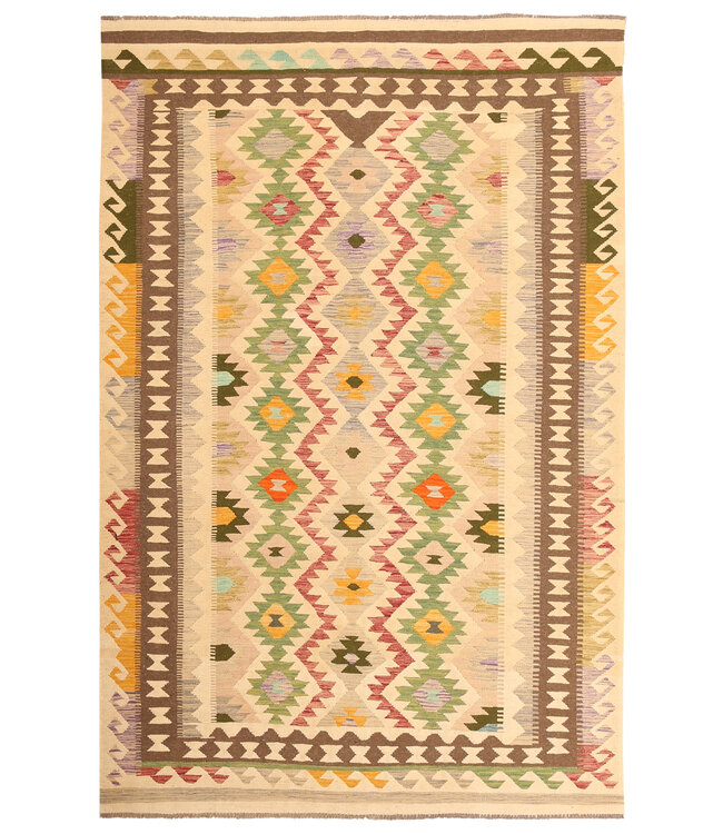 300x195cm Afghanischer orientalischer Wollteppich handgefertigter Kelim-Teppich
