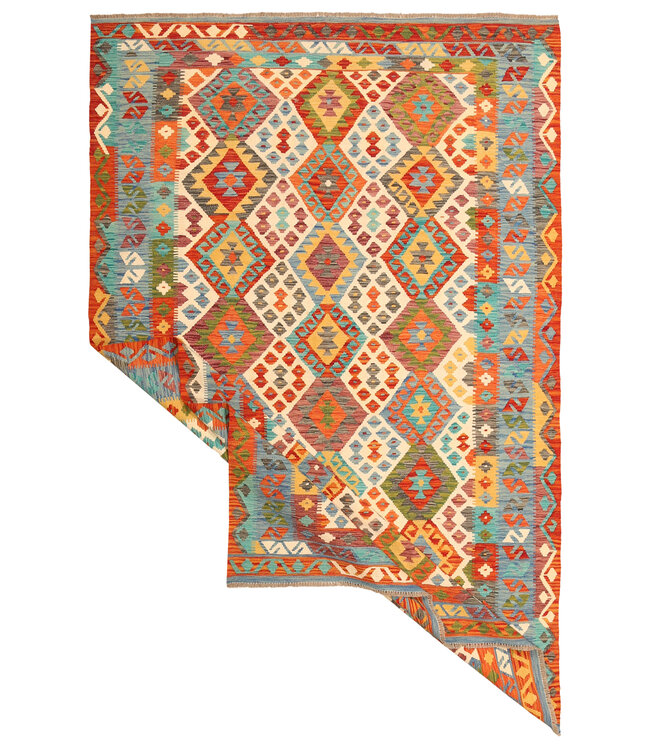 306x194cm Afghan Oriental wool carpet Handmade Kelim Rug