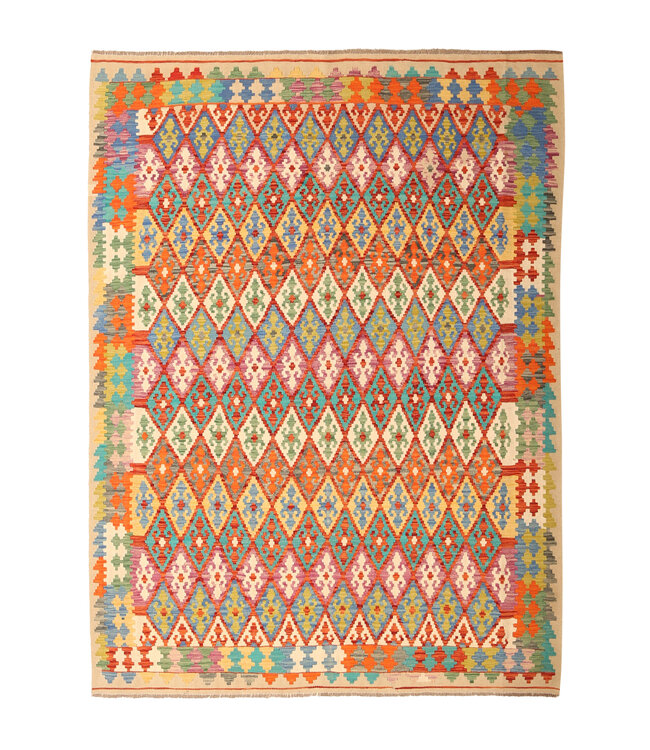 294x223cm Afghaans oosters wollen tapijt handgemaakt Kelim-kleed