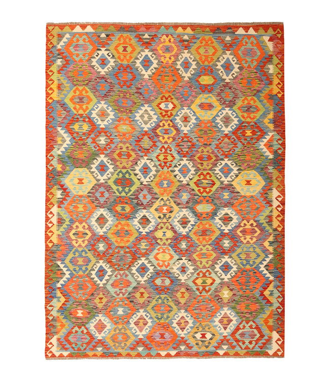 288x206cm Afghan Oriental wool carpet Handmade Kelim Rug