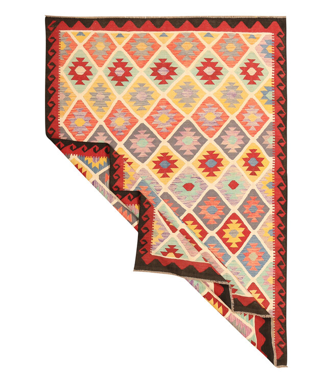 299x204cmAfghan Oriental wool carpet Handmade Kelim Rug