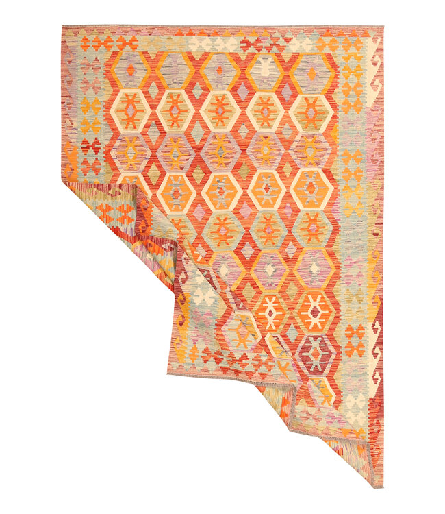 290x200cm Afghanischer orientalischer Wollteppich handgefertigter Kelim-Teppich