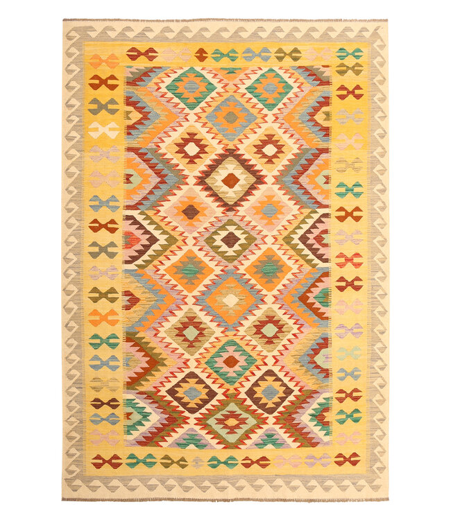 295x200cm Afghanischer orientalischer Wollteppich handgefertigter Kelim-Teppich