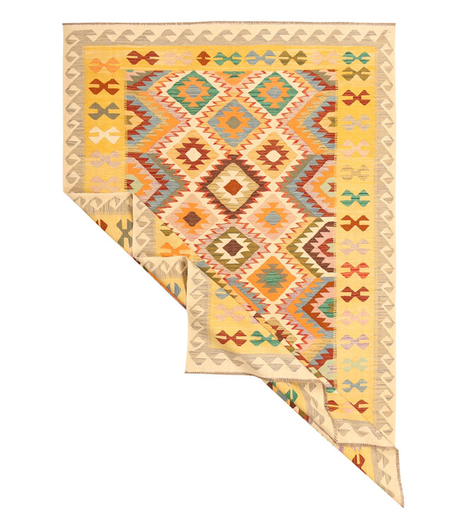 295x200cm Afghanischer orientalischer Wollteppich handgefertigter Kelim-Teppich