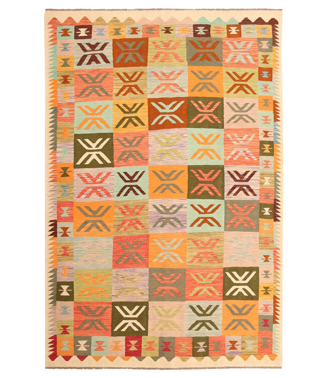 Kelimshop 300x199cm Afghaans oosters wollen tapijt handgemaakt Kelim-kleed