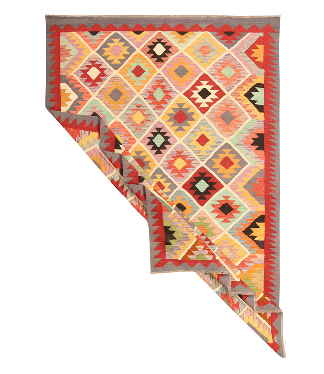 303x204cm Afghanischer orientalischer Wollteppich handgefertigter Kelim-Teppich