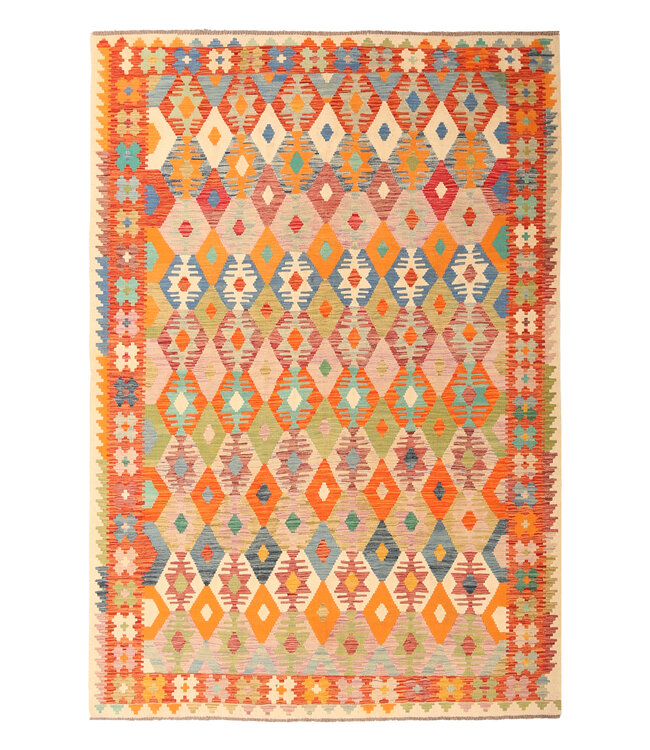 294x207cm Afghan Oriental wool carpet Handmade Kelim Rug
