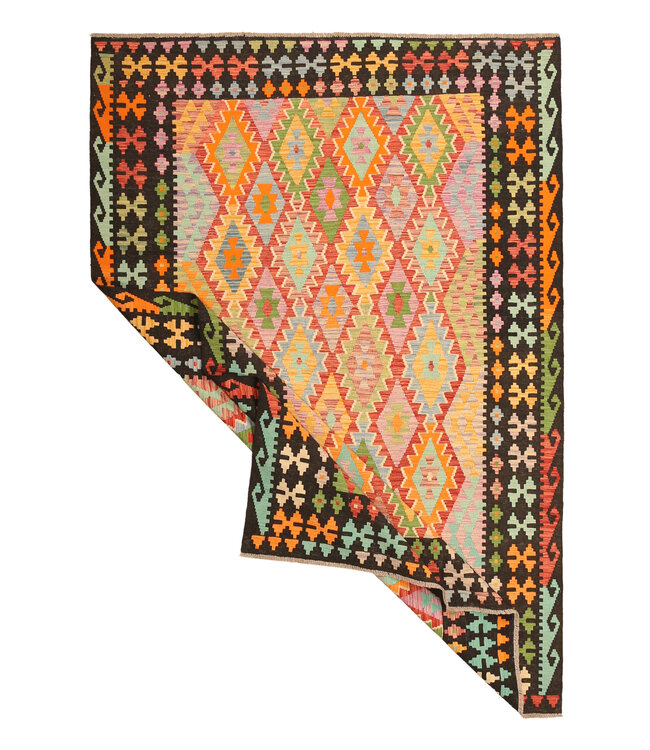 298x204cm Afghanischer orientalischer Wollteppich handgefertigter Kelim-Teppich