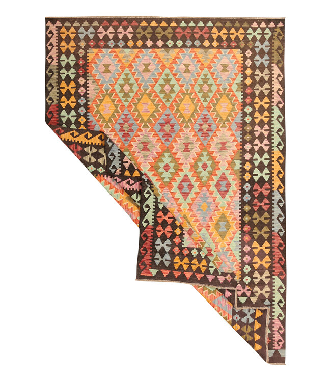 299x206cm  Afghaans oosters wollen tapijt handgemaakt Kelim-kleed