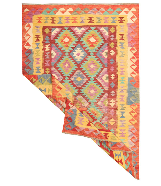 297x197cm Afghan Oriental wool carpet Handmade Kelim Rug