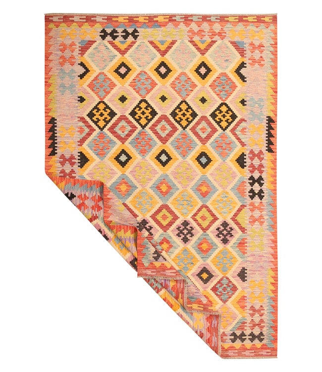 297x200cm Afghanischer orientalischer Wollteppich handgefertigter Kelim-Teppich