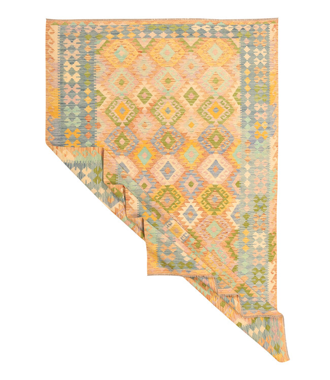 305x197cm Afghanischer orientalischer Wollteppich handgefertigter Kelim-Teppich