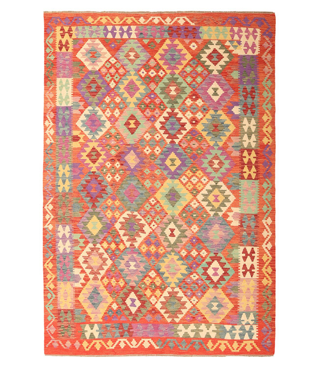 303x202cm  Afghanischer orientalischer Wollteppich handgefertigter Kelim-Teppich
