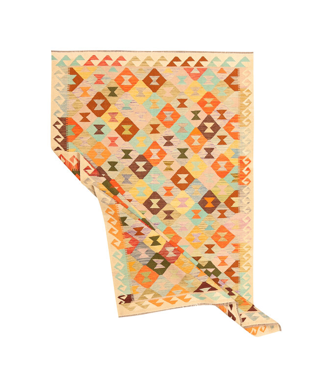 300x196cm Afghanischer orientalischer Wollteppich handgefertigter Kelim-Teppich