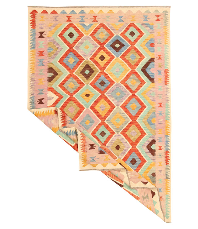 299x196cm Afghanischer orientalischer Wollteppich handgefertigter Kelim-Teppich