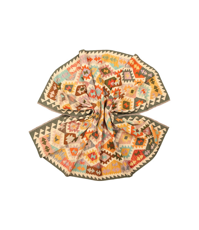 310x203cm Afghanischer orientalischer Wollteppich handgefertigter Kelim-Teppich