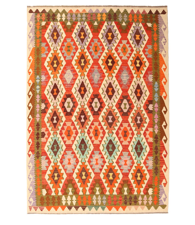 295x202cm  Afghaans oosters wollen tapijt handgemaakt Kelim-kleed