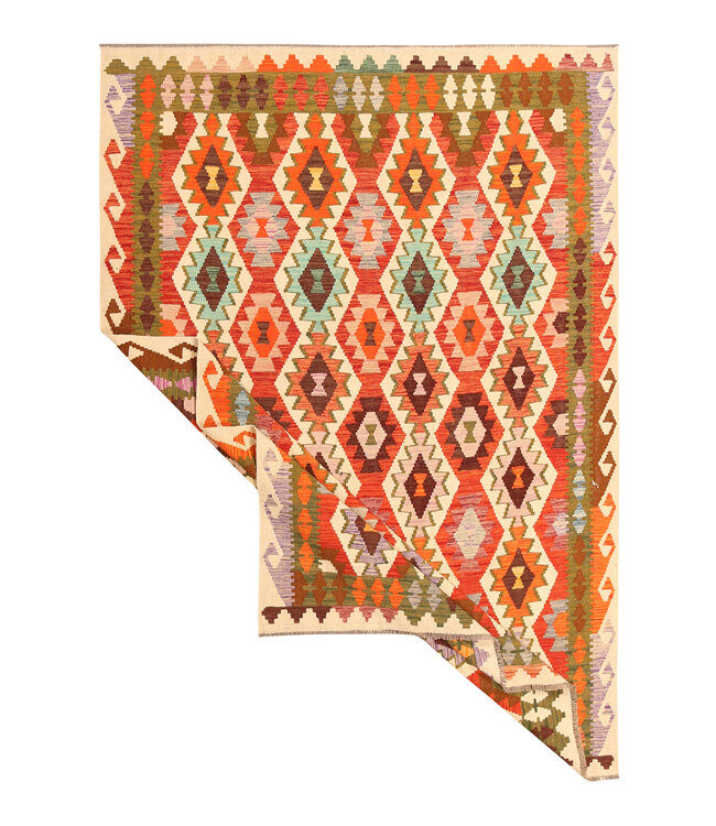 295x202cm Afghanischer orientalischer Wollteppich handgefertigter Kelim-Teppich