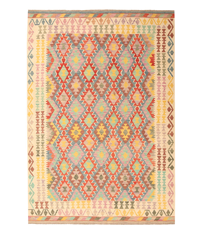 304x209cm  Afghanischer orientalischer Wollteppich handgefertigter Kelim-Teppich