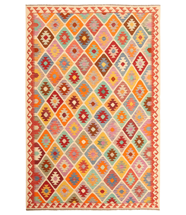 303x202cm Afghan Oriental wool carpet Handmade Kelim Rug