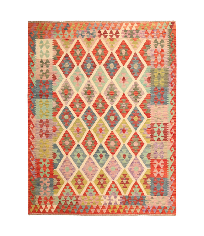 252x190cm  Afghanischer orientalischer Wollteppich handgefertigter Kelim-Teppich