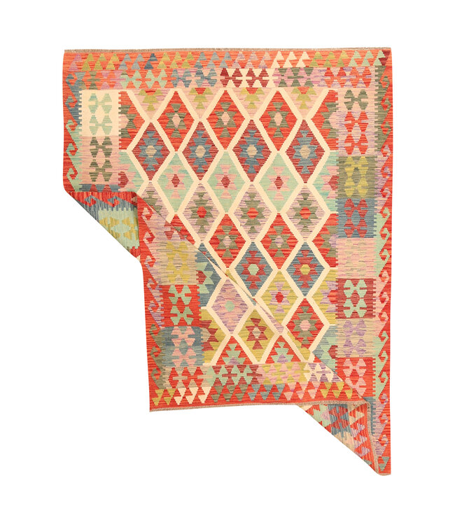 252x190cm  Afghanischer orientalischer Wollteppich handgefertigter Kelim-Teppich