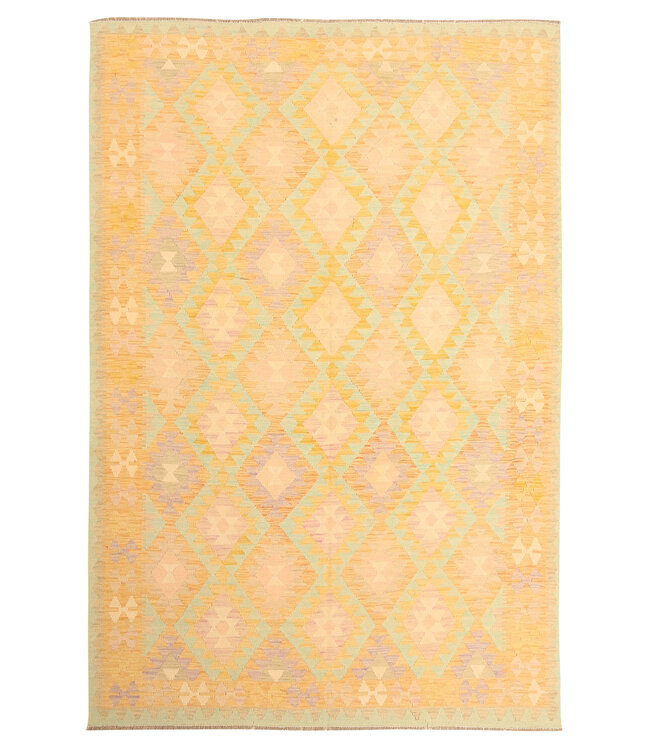 300x197cm Afghanischer orientalischer Wollteppich handgefertigter Kelim-Teppich