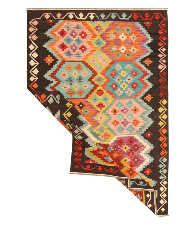 298x200cm Afghanischer orientalischer Wollteppich handgefertigter Kelim-Teppich