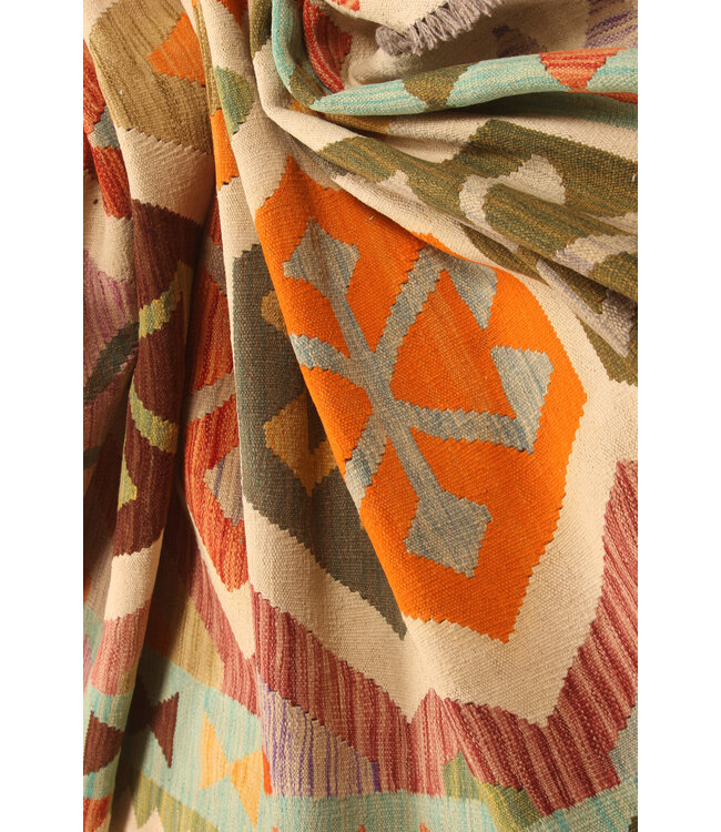 302x192cm Afghan Oriental wool carpet Handmade Kelim Rug