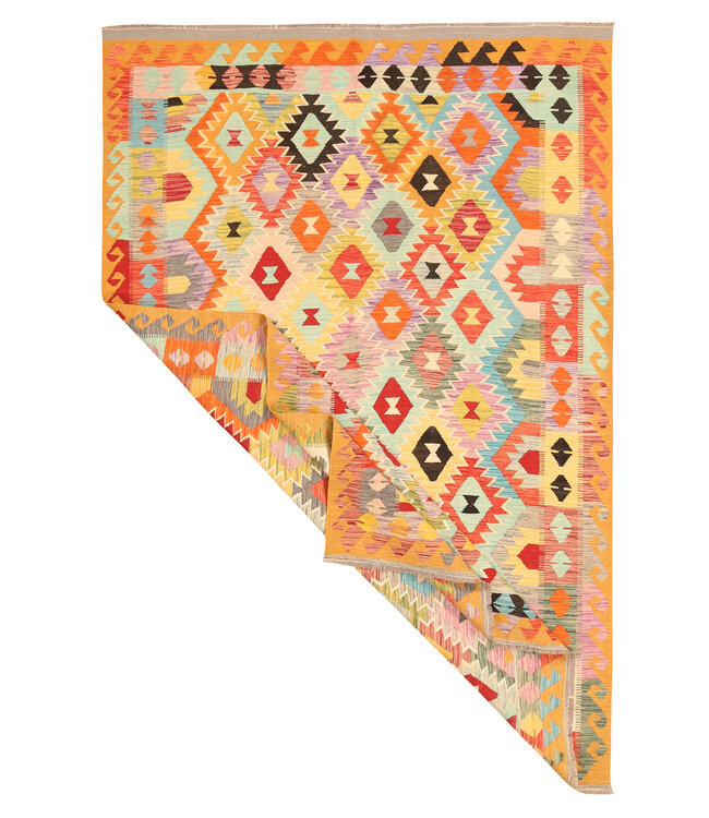 300x202cm Afghaans oosters wollen tapijt handgemaakt Kelim-kleed