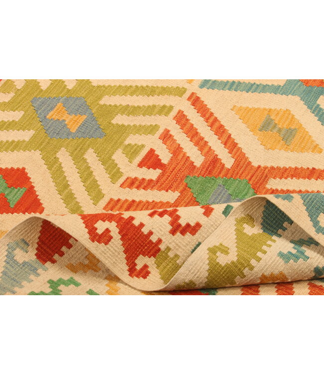 294x206cm Afghanischer orientalischer Wollteppich handgefertigter Kelim-Teppich