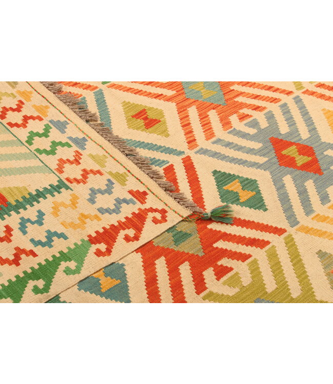 294x206cm Afghanischer orientalischer Wollteppich handgefertigter Kelim-Teppich