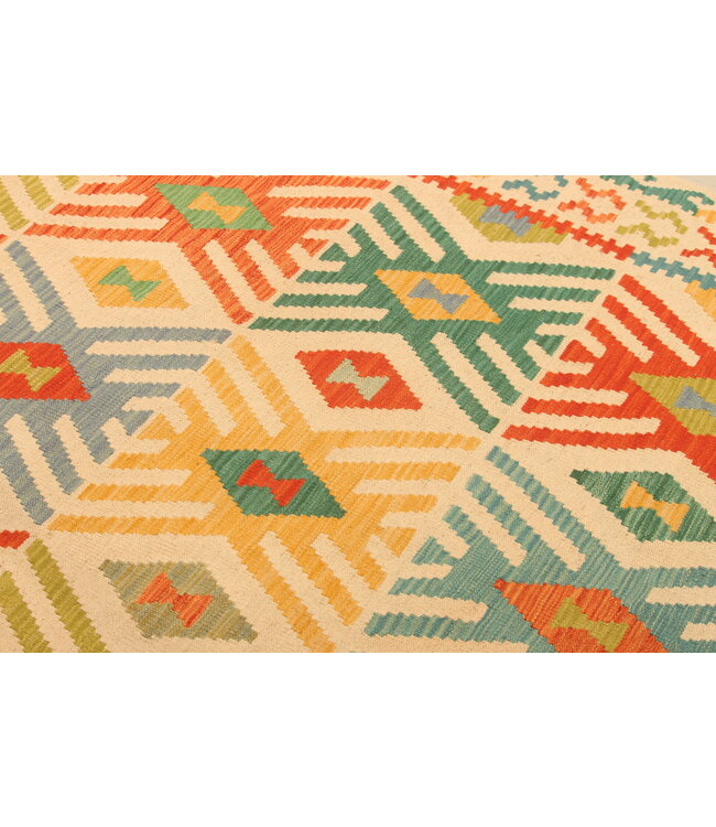 294x206cm Afghanischer orientalischer Wollteppich handgefertigter Kelim-Teppich