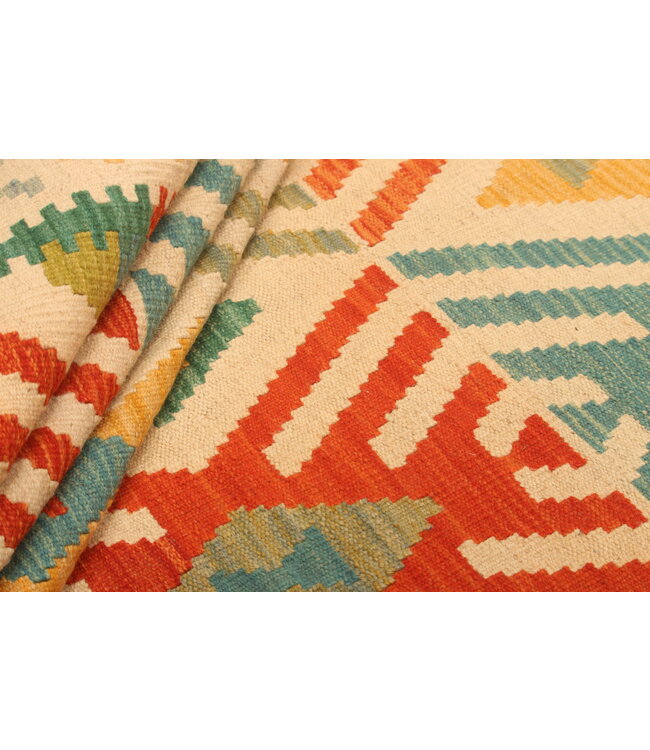 294x206cm Afghanischer orientalischer Wollteppich handgefertigter Kelim-Teppich