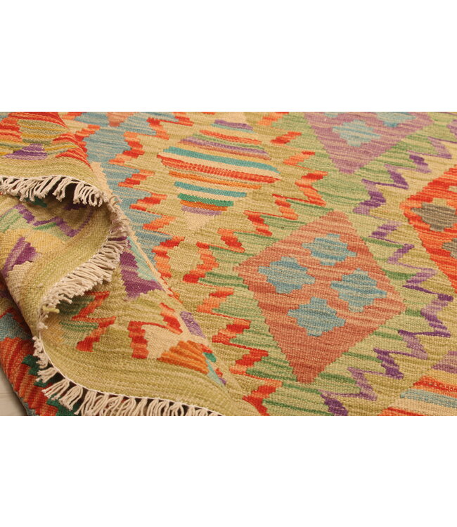 291x208cm Afghanischer orientalischer Wollteppich handgefertigter Kelim-Teppich