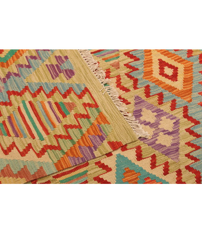 291x208cm Afghanischer orientalischer Wollteppich handgefertigter Kelim-Teppich