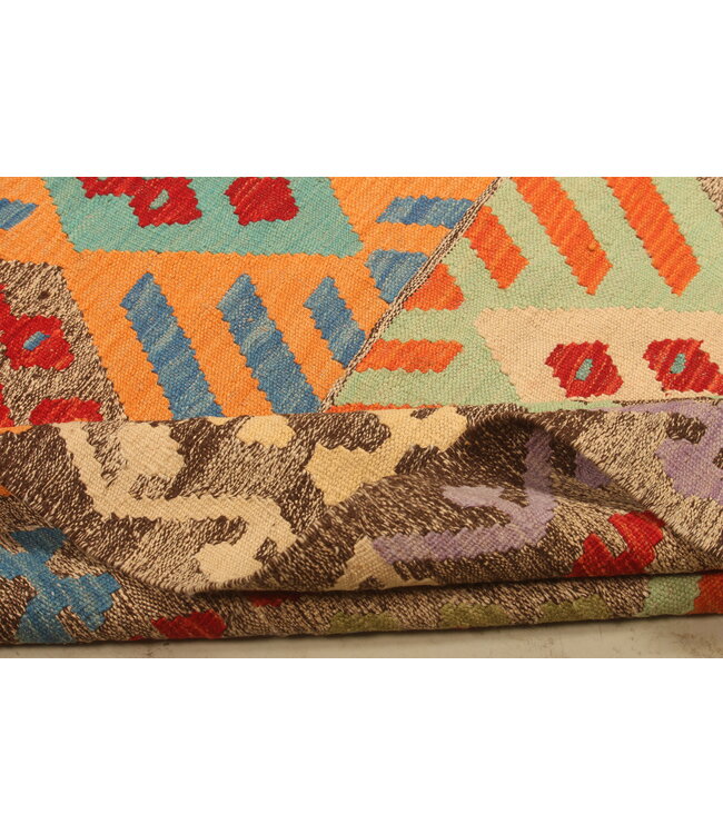 295x197cm Afghanischer orientalischer Wollteppich handgefertigter Kelim-Teppich