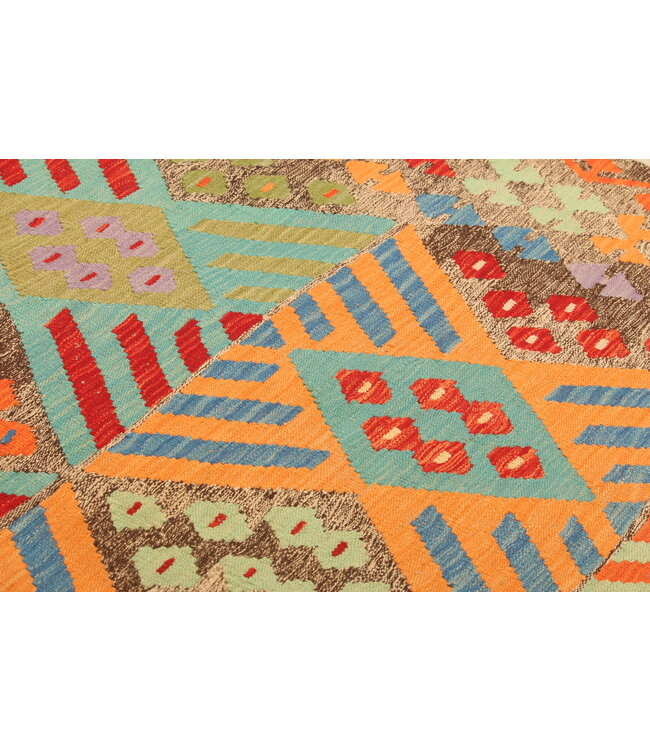 295x197cm Afghanischer orientalischer Wollteppich handgefertigter Kelim-Teppich