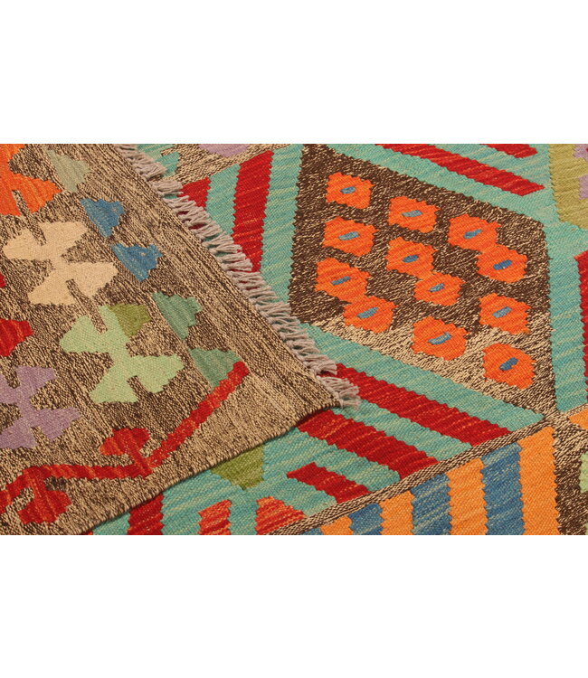 295x197cm Afghanischer orientalischer Wollteppich handgefertigter Kelim-Teppich