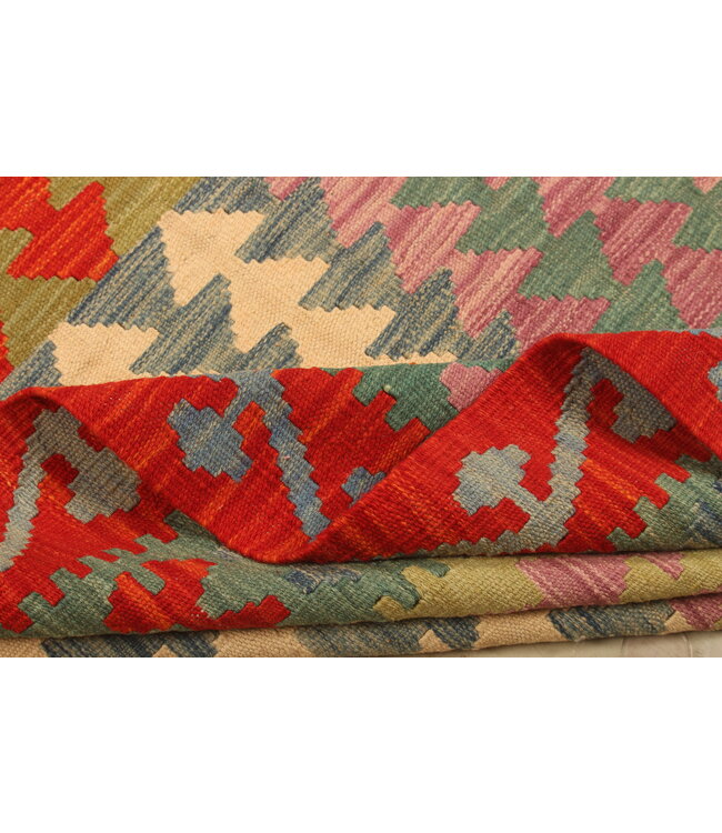 301x206cm Afghanischer orientalischer Wollteppich handgefertigter Kelim-Teppich